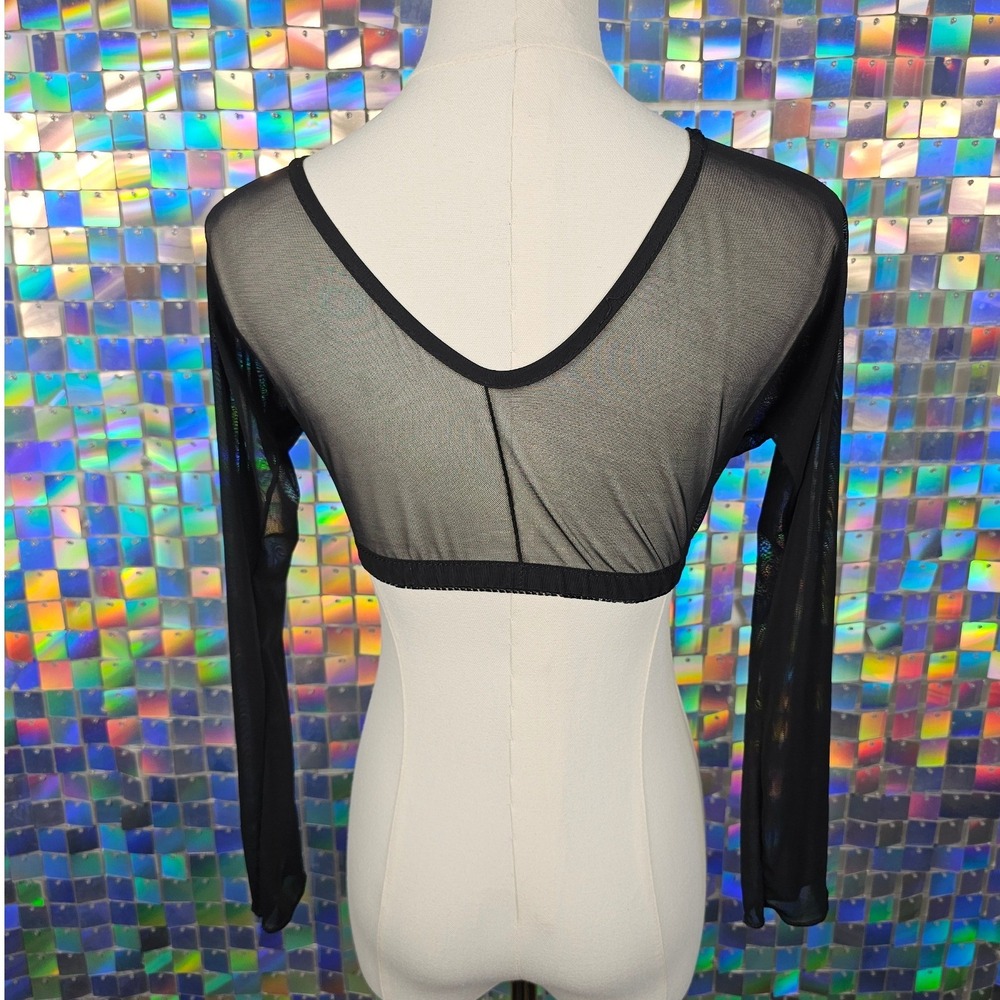 Sheer Mesh Shrug Bolero Women Stretchy One Size Black Excellent Rave Festival - Picture 6 of 8